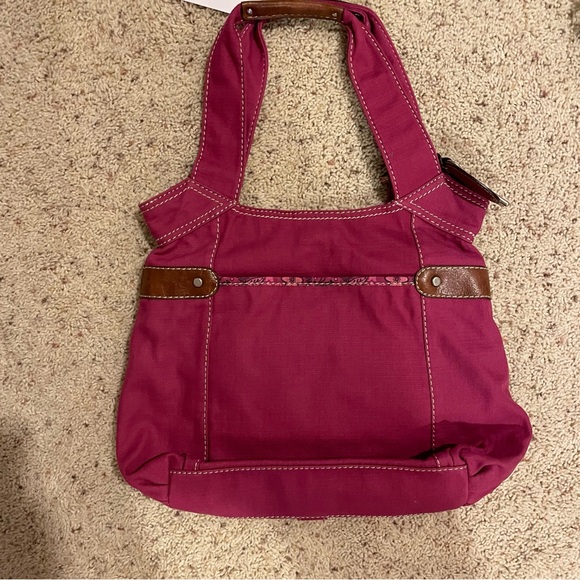 NWT Fossil Vintage Magenta Canvas Shoulder Bag - Picture 5 of 9